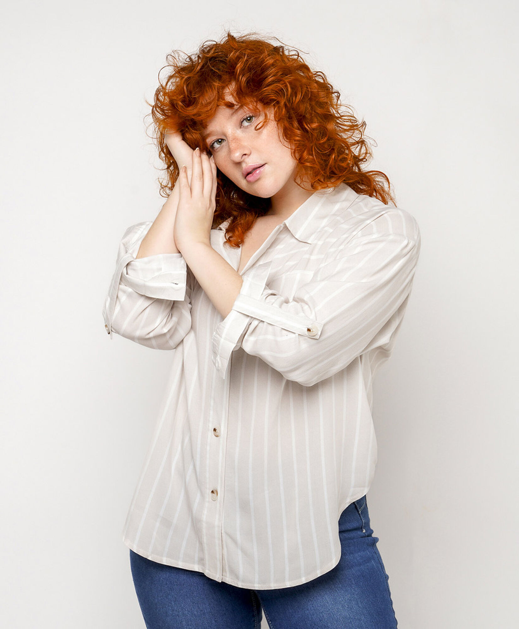 Blusa mujer líneas beige Blusa mujer líneas beige