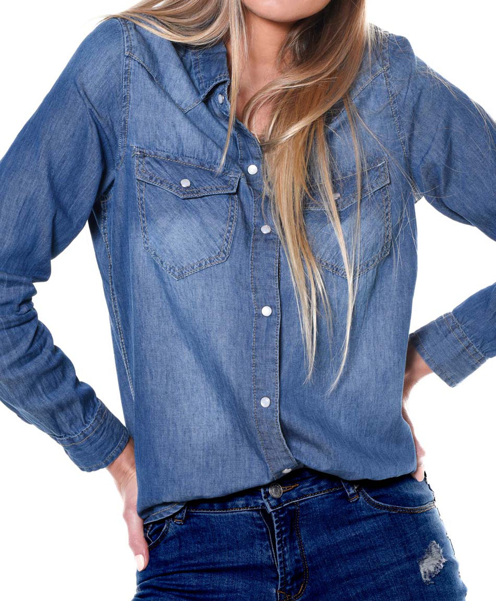 Blusa denim entallada Blusa denim entallada