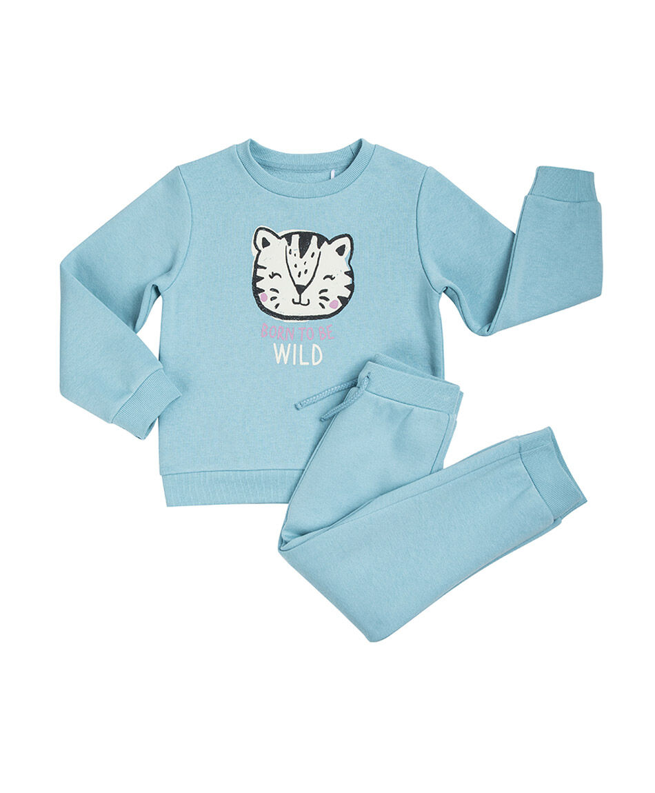 Set buzo beb&eacute; wild celeste