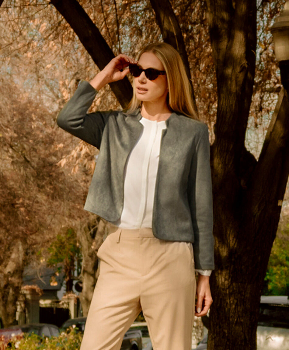 Chaqueta mujer suede abierta