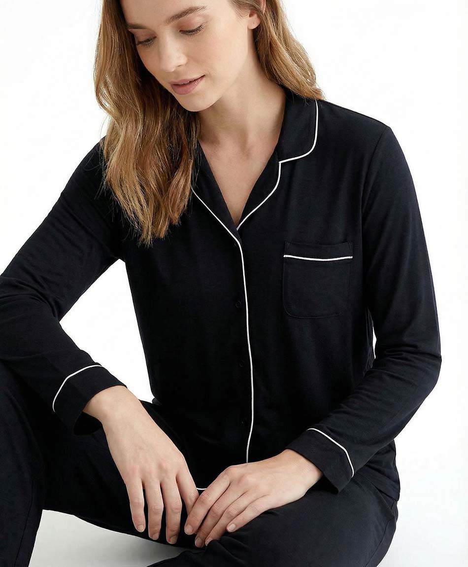 Pijama mujer camisero black