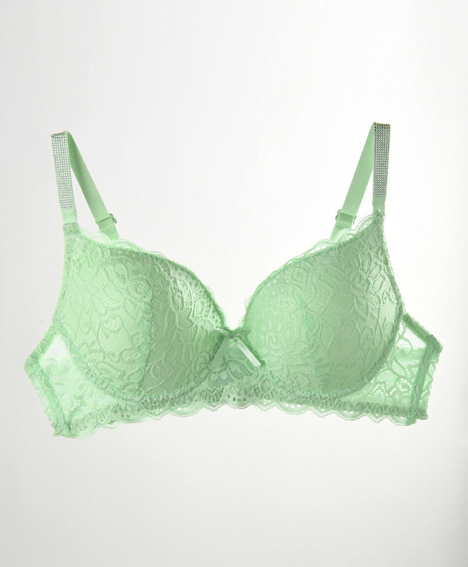 Sost&eacute;n mujer push up encajes brillos