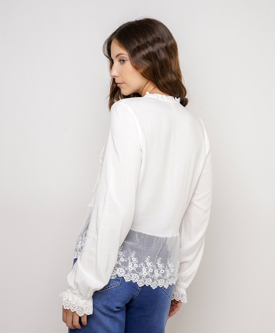 Blusa mujer soft encaje white