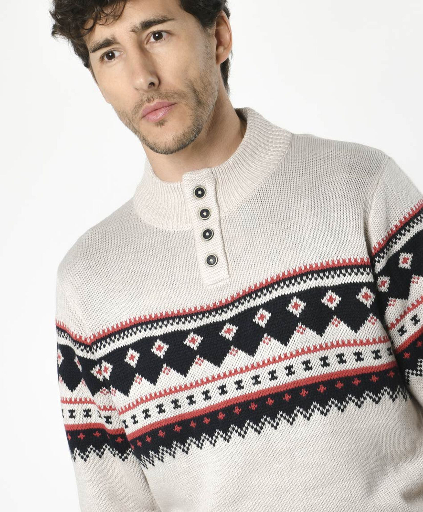 Sweater hombre nordic cuello botones Sweater hombre nordic cuello botones