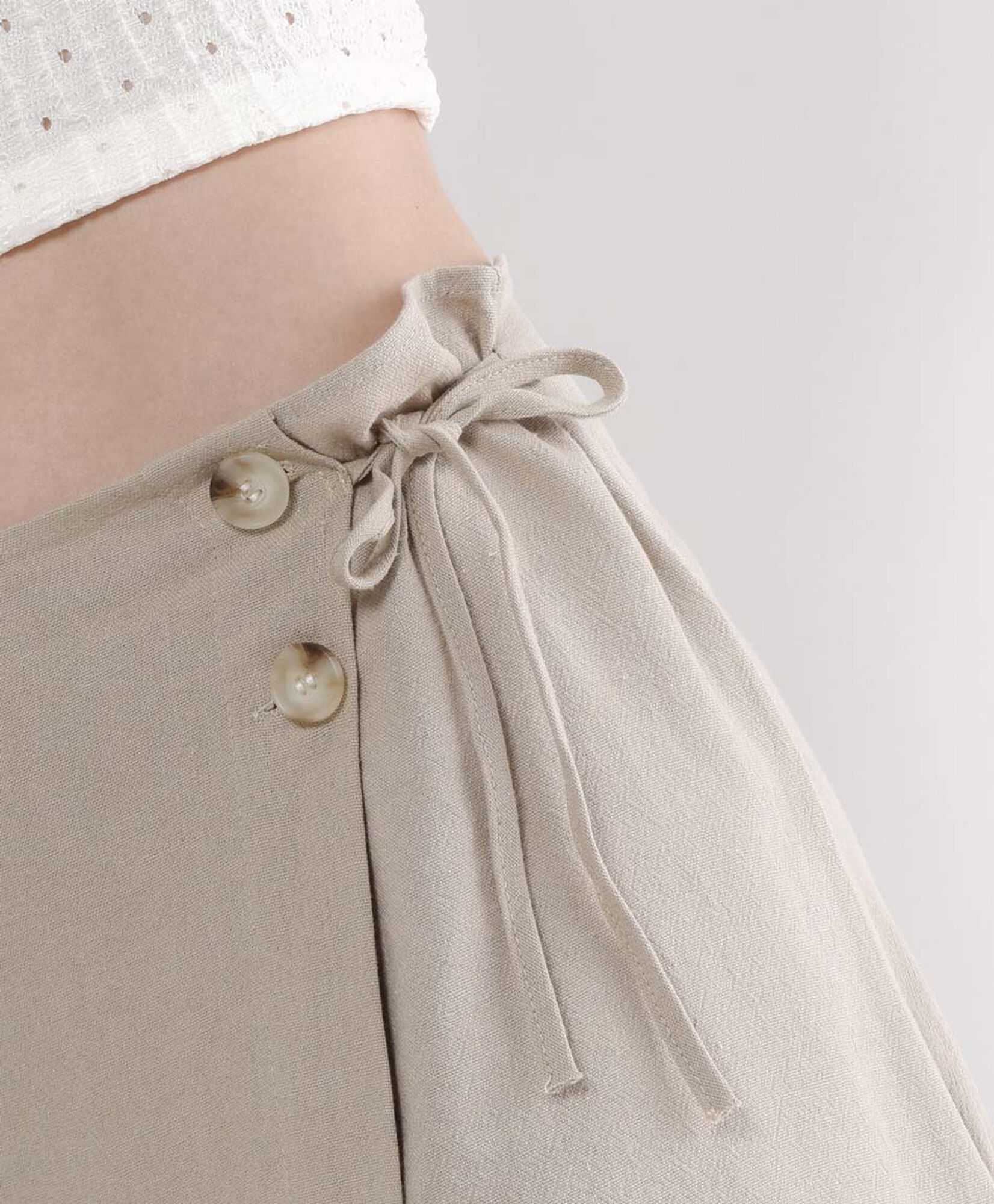 Mini falda mujer lino botones Mini falda mujer lino botones