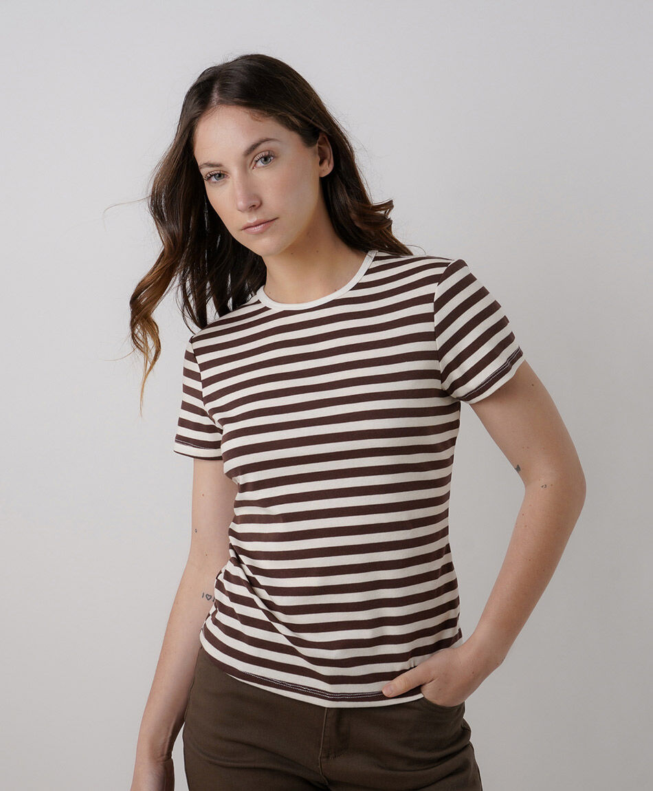 Polera mujer rayas bicolor