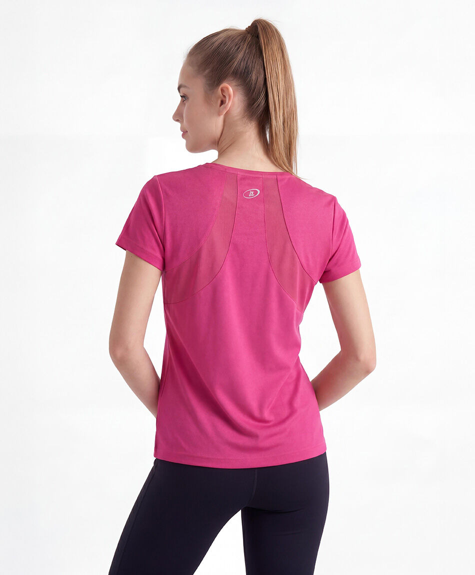 Polera deportiva mujer frase fucsia