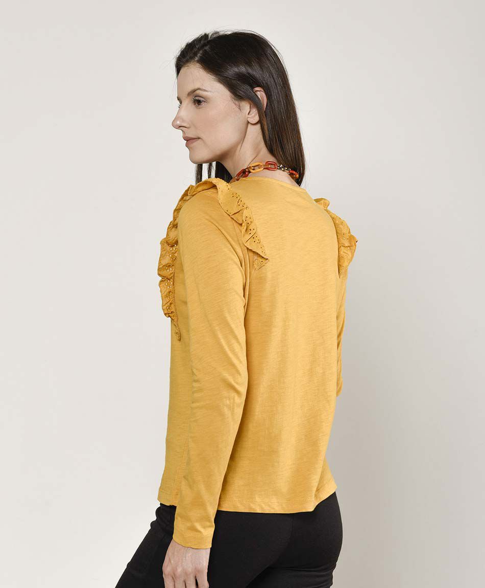 Polera mujer vuelos calados