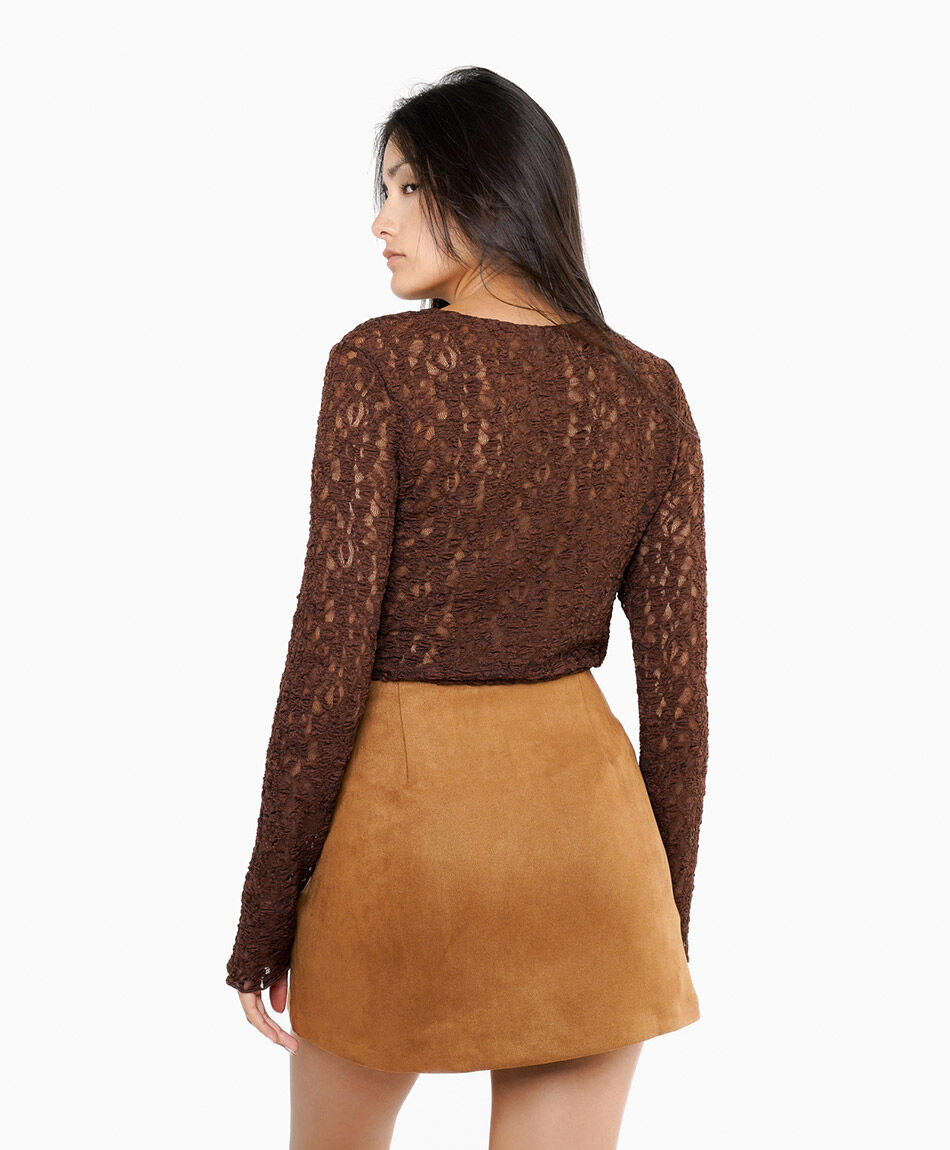 Mini falda mujer sarong suede