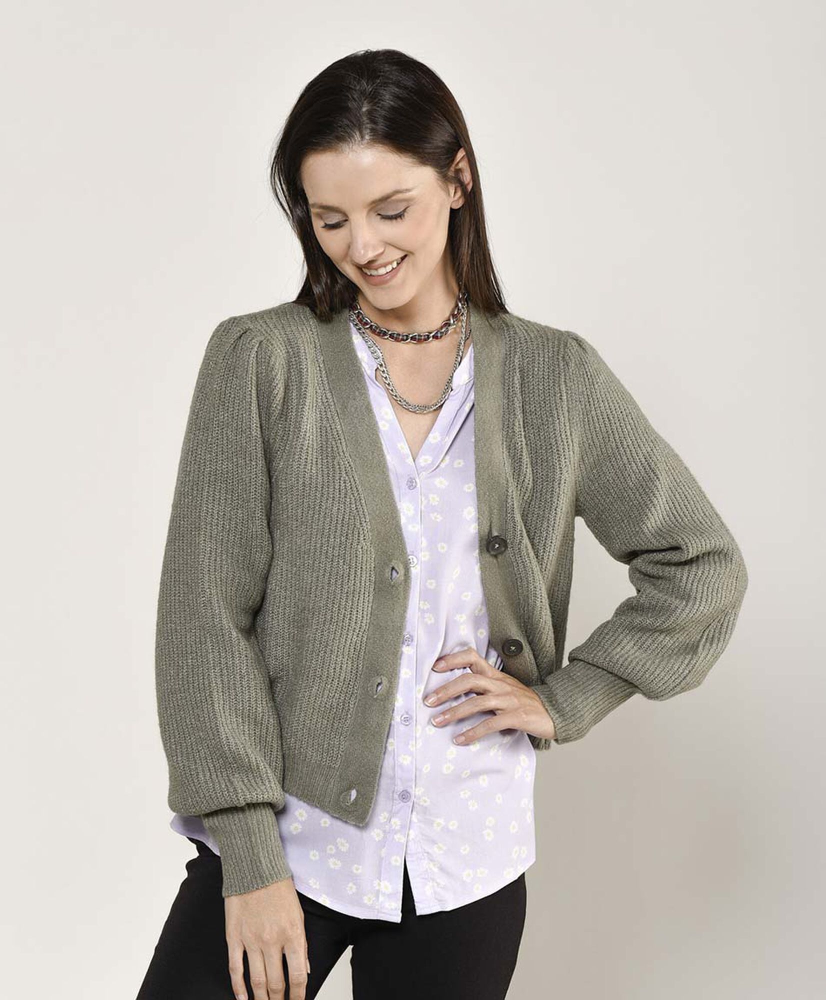 Cardigan mujer crop botones Cardigan mujer crop botones