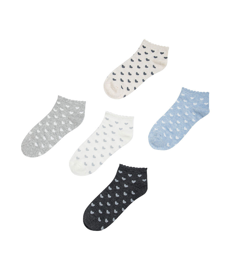 Pack 5 calcetines mujer cortos corazones
