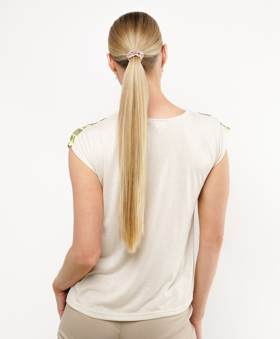 Polera mujer mix print frontal