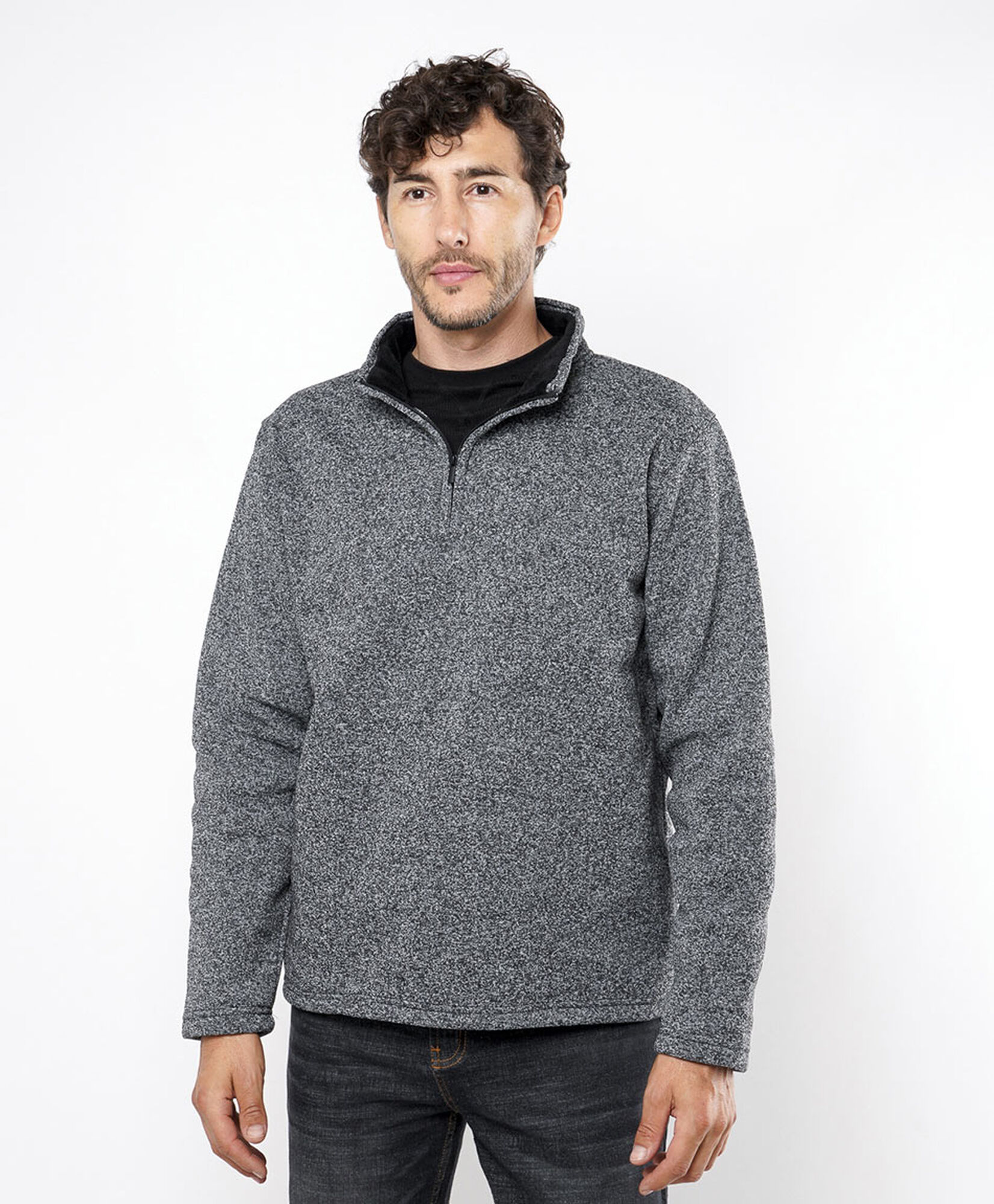 Polerón hombre jaspeado gris Polerón hombre jaspeado gris