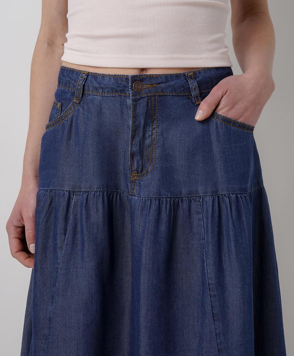 Falda mujer tencel bolsillos