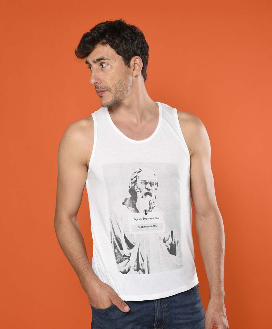 Polera sin mangas cuello redondo