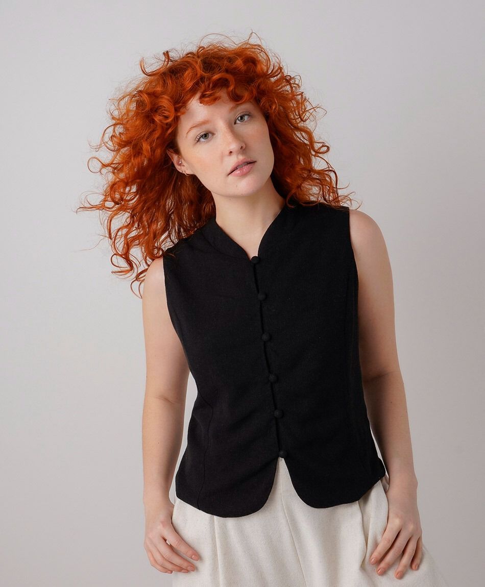 Vest mujer mao lino
