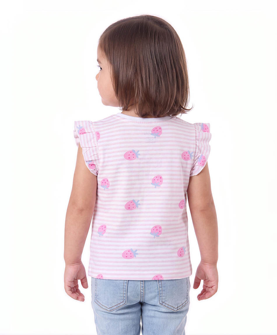 Polera beb&eacute; frutillas l&iacute;neas