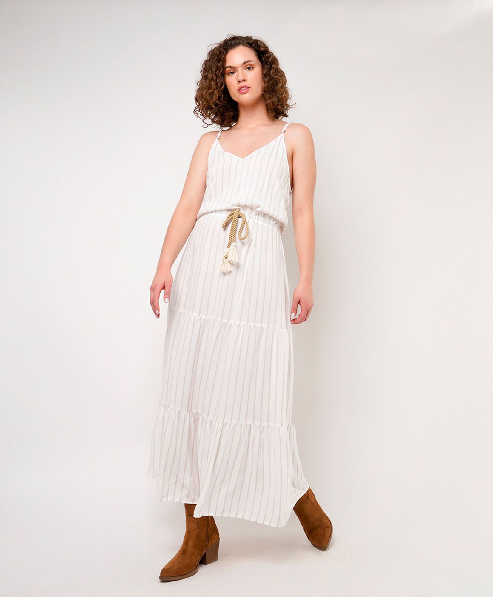 Vestido mujer rayas pretina cintura Vestido mujer rayas pretina cintura