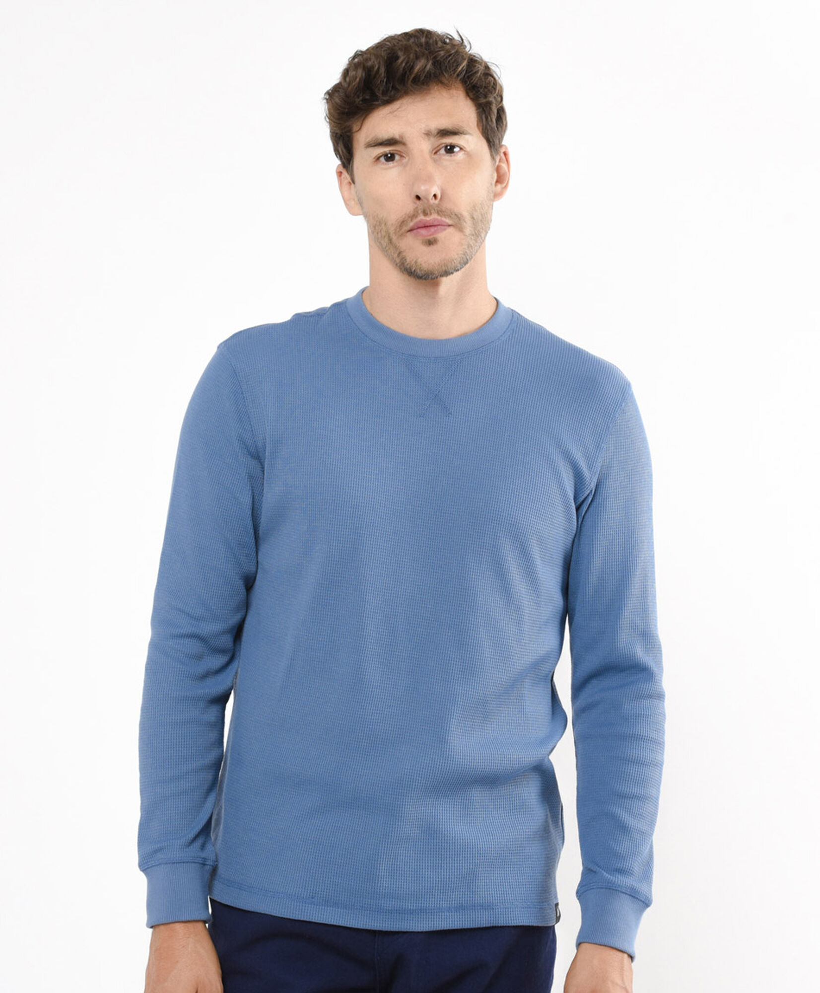 Polera hombre azul manga larga Polera hombre azul manga larga