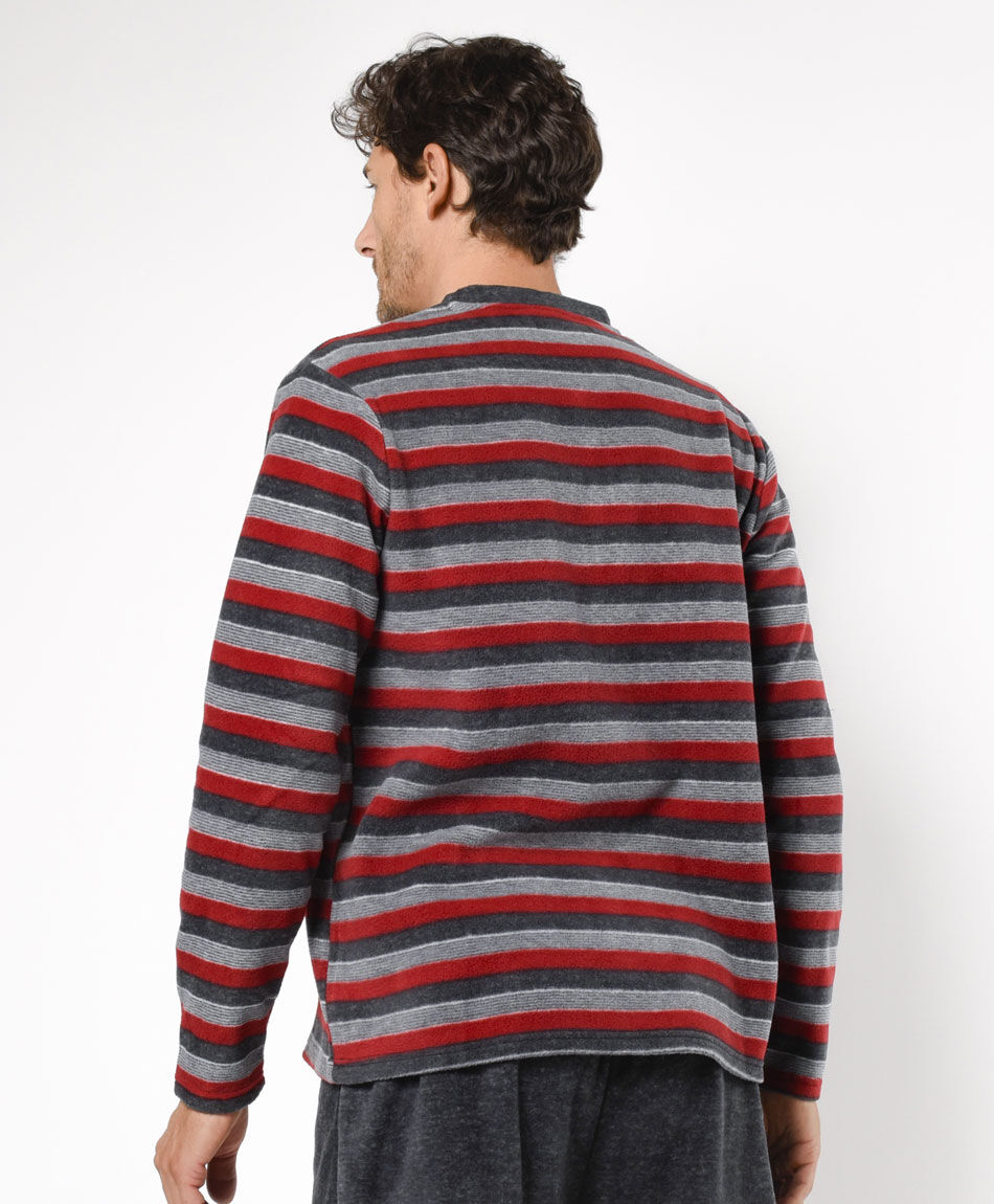 Pijama hombre polar rayas y botones