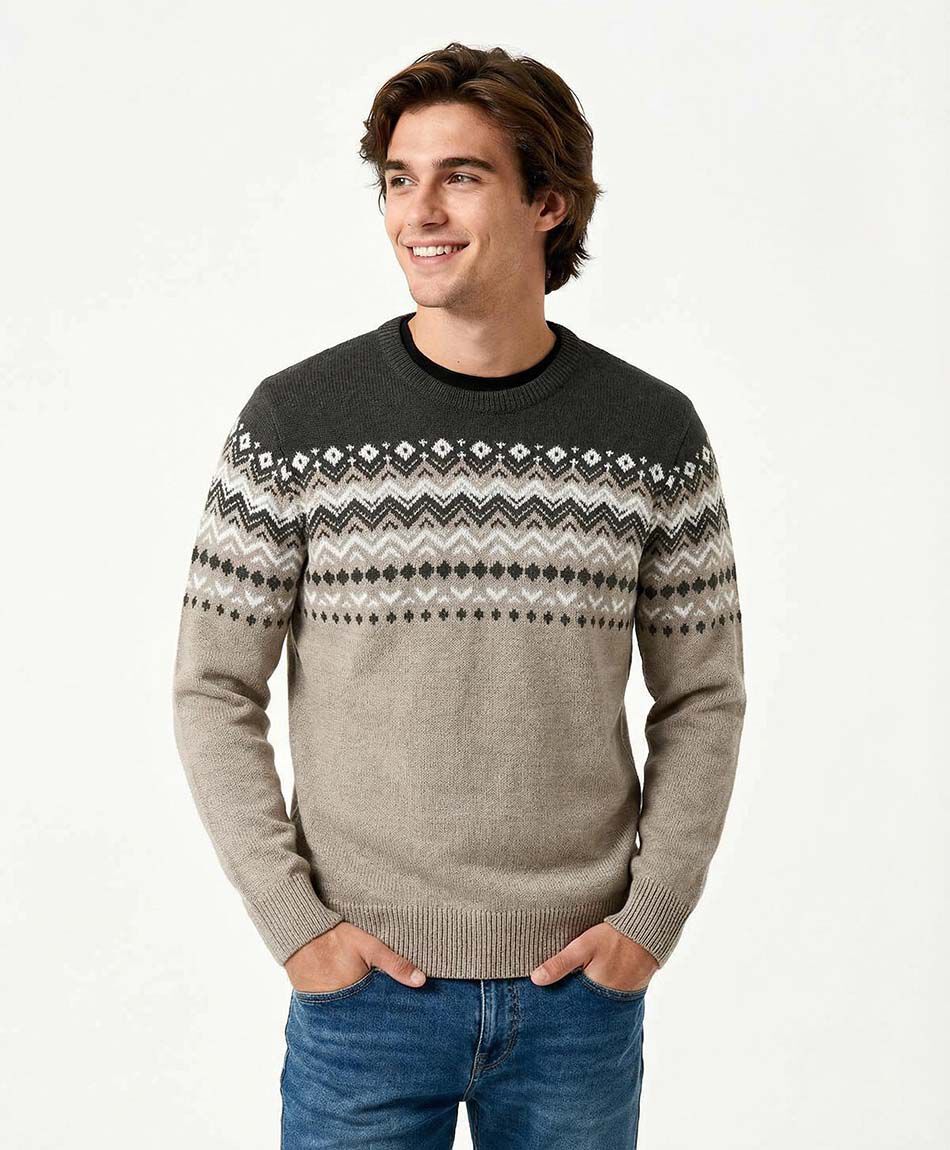 Sweater hombre tricolor lana