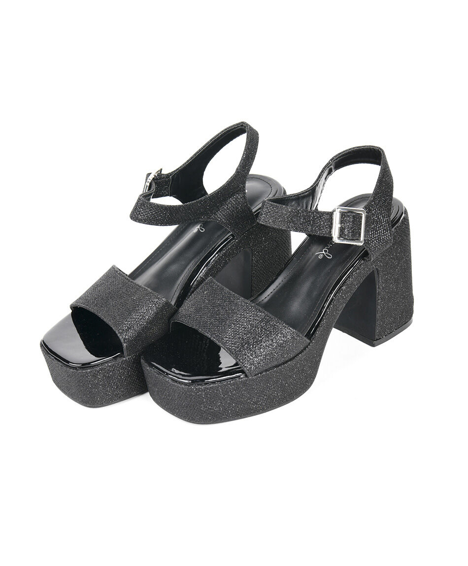 Sandalia mujer brillos alto