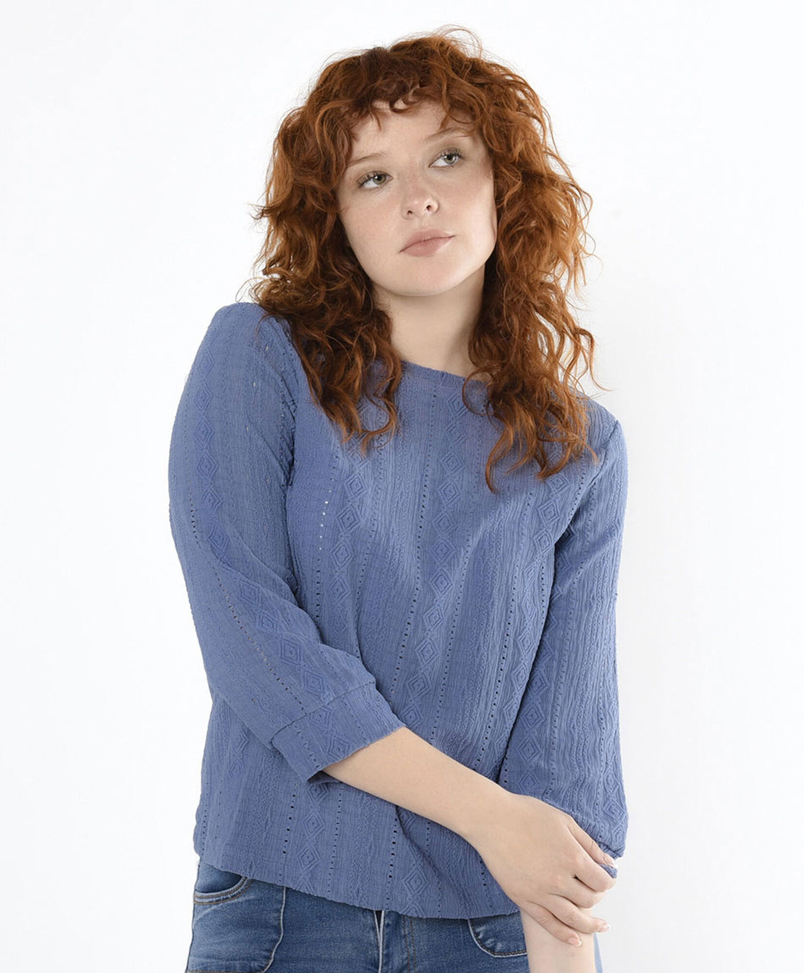 Polera mujer jacquard azul Polera mujer jacquard azul