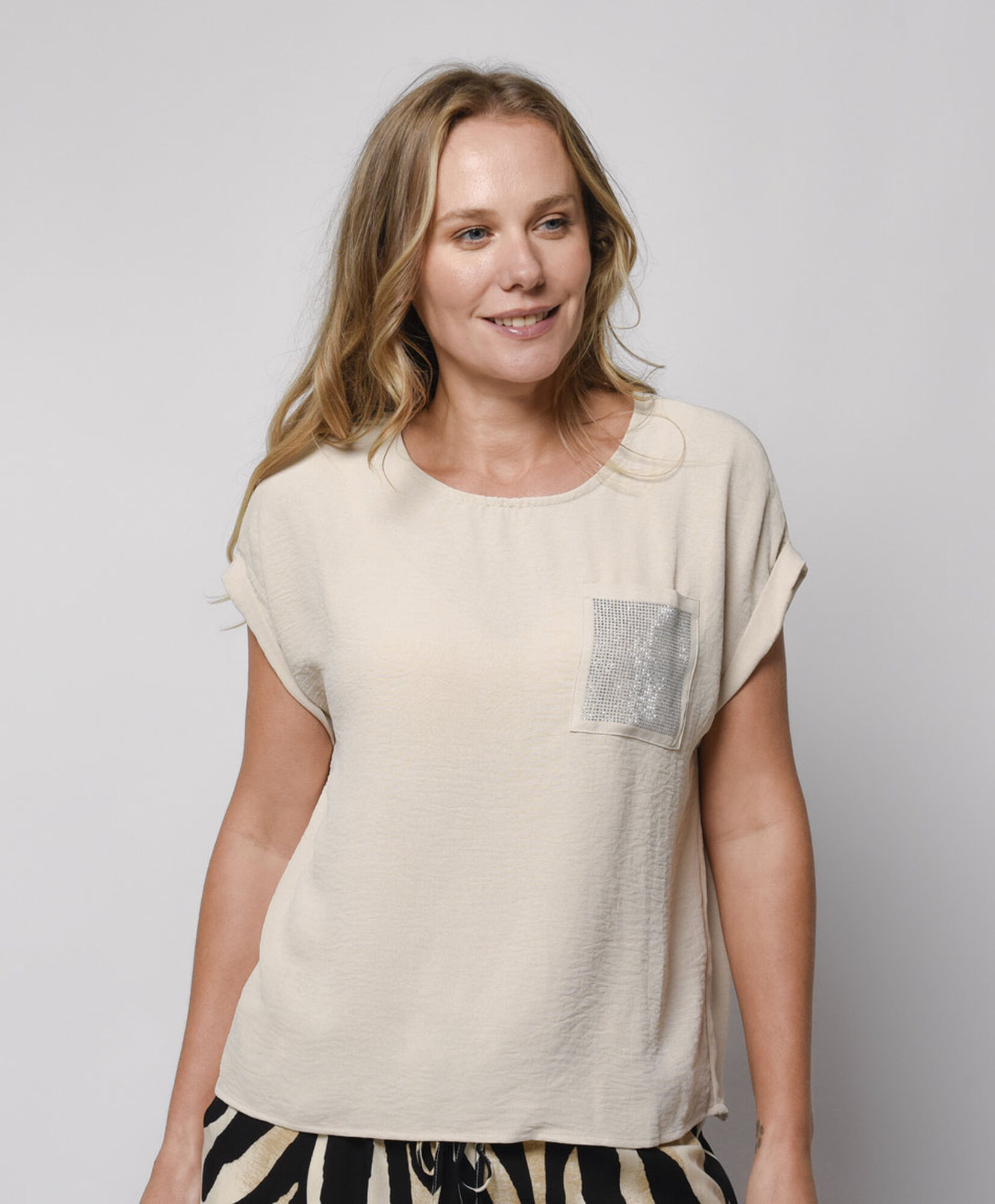 Blusa mujer bolsillo brillo Blusa mujer bolsillo brillo