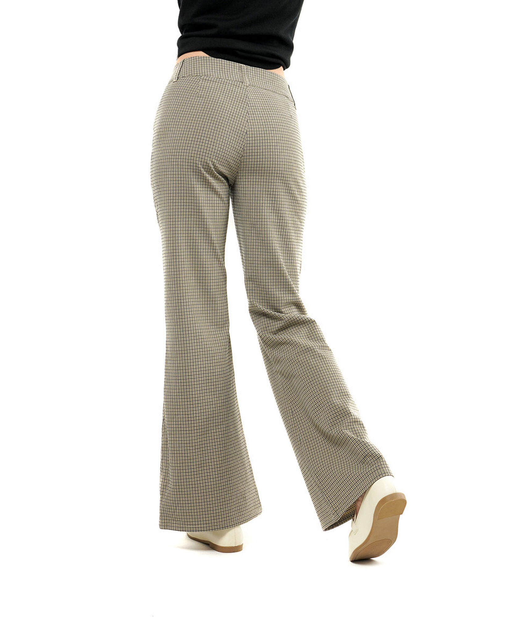 Pantalón mujer cuadrillé flare Pantalón mujer cuadrillé flare