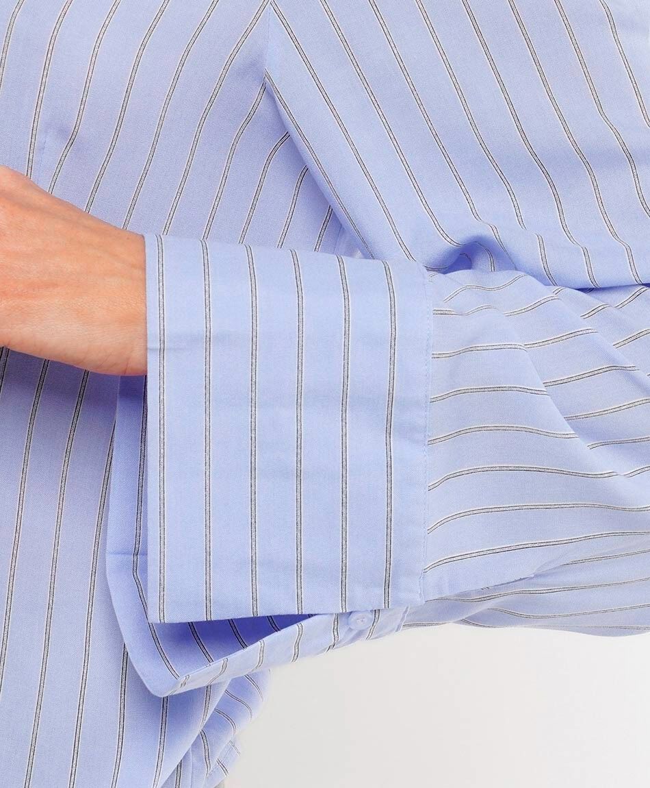 Blusa mujer l&iacute;neas manga ancha azul