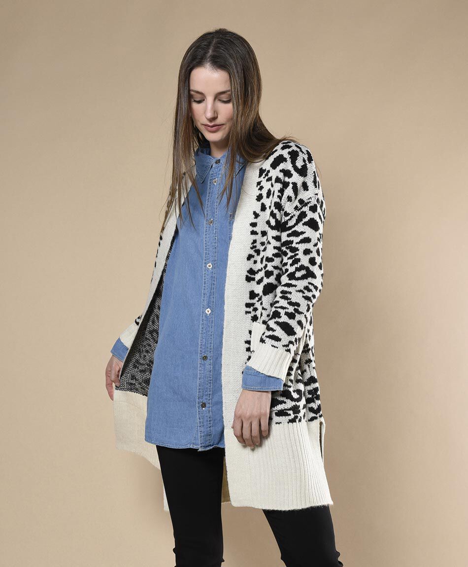 C&aacute;rdigan jacquard oversize cuello en v