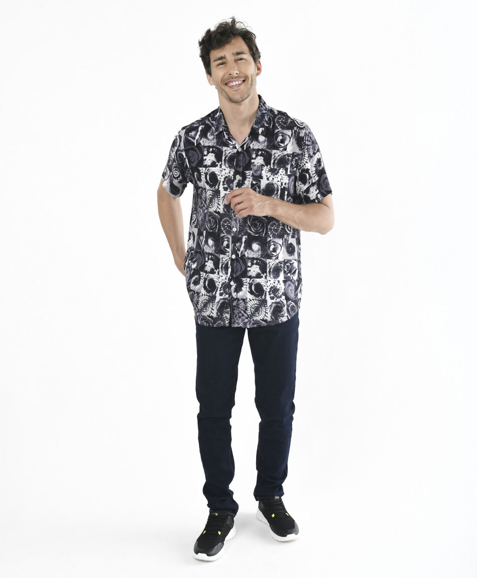 Camisa hombre tie dye flor