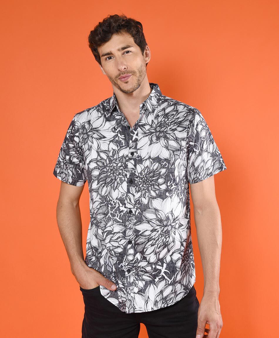 Camisa flores manga corta