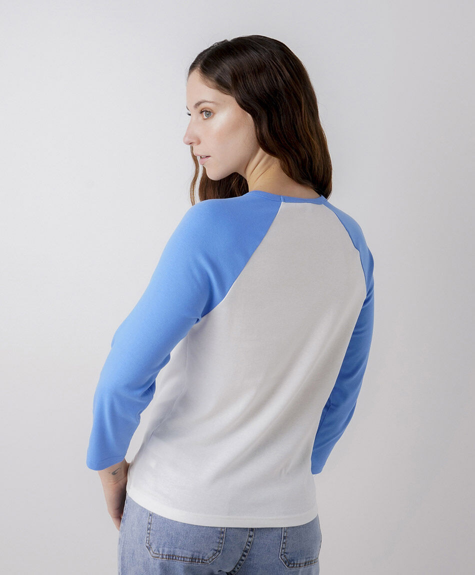 Polera mujer bicolor azul