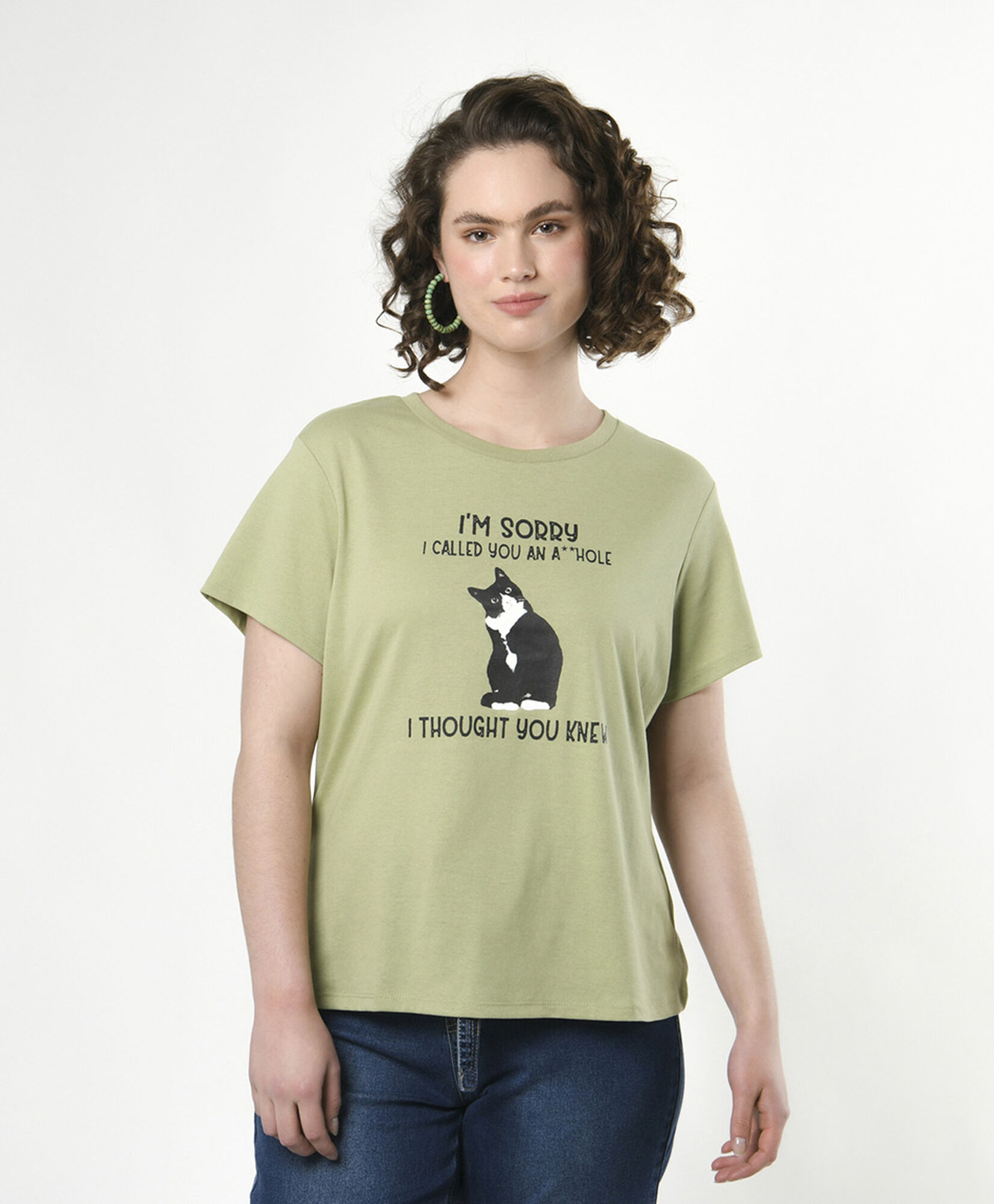 Polera mujer frase gato Polera mujer frase gato