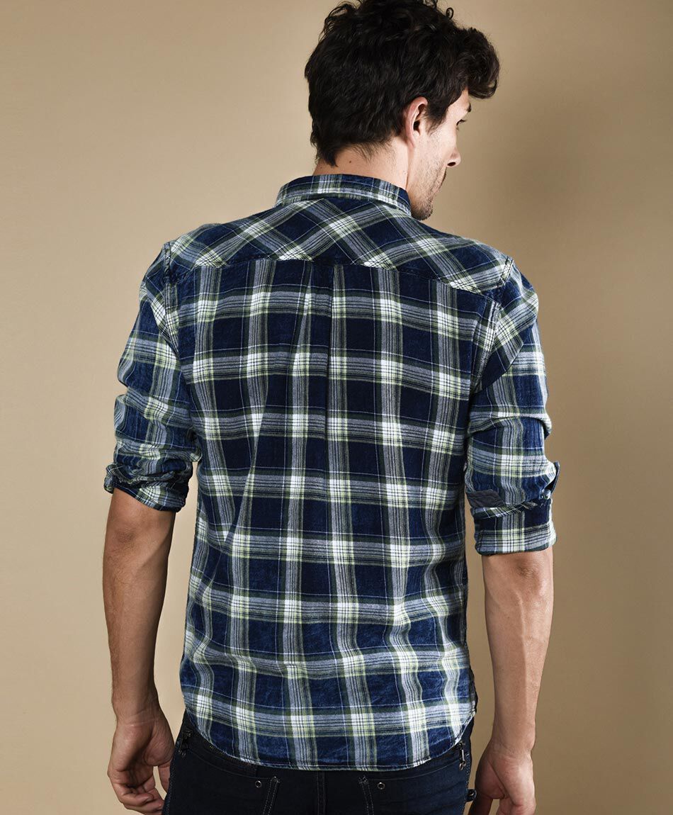 Camisa tart&aacute;n manga larga