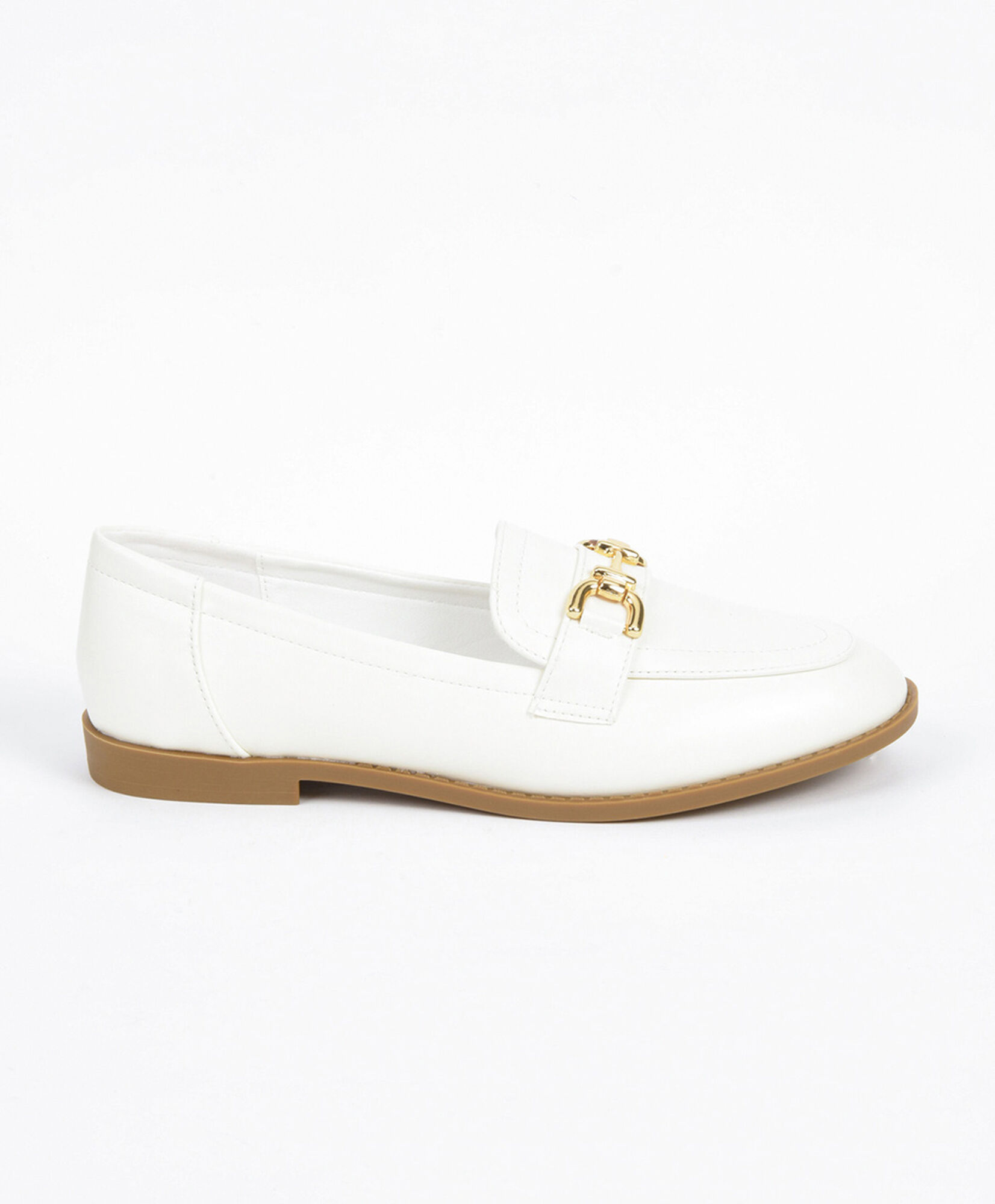 Mocasín mujer blanco hebilla Mocasín mujer blanco hebilla