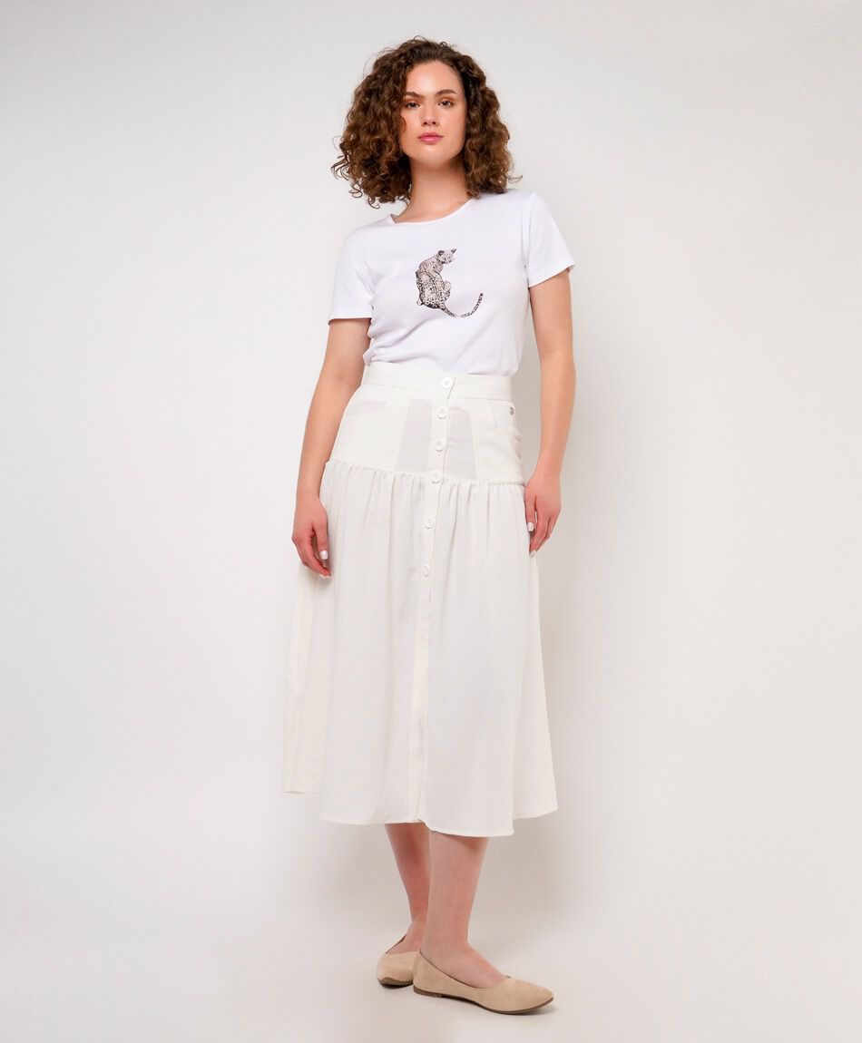 Falda mujer acampanada con botones