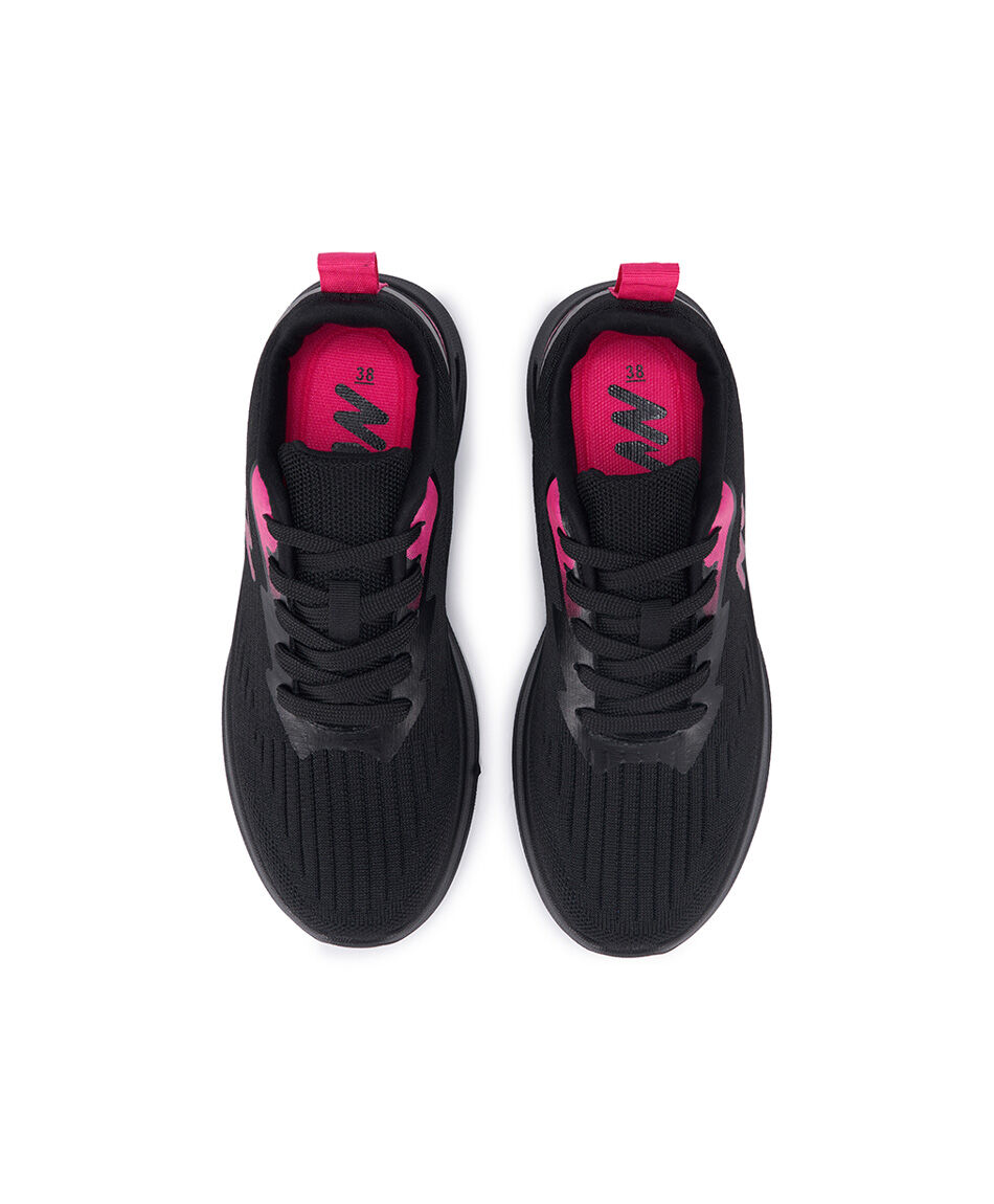 Zapatilla deportiva mujer negra fucsia