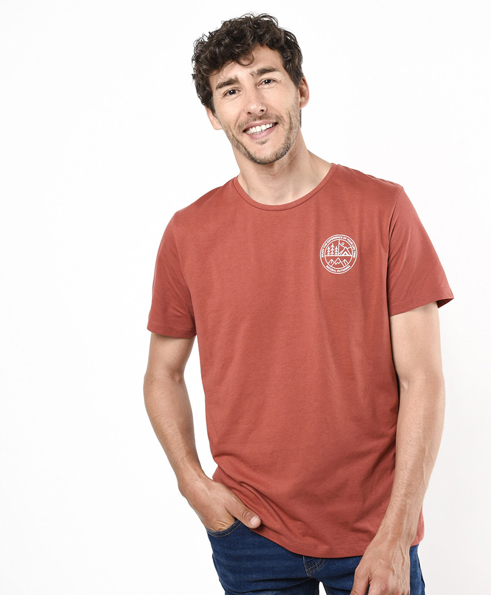 Polera hombre doble estampado montañas Polera hombre doble estampado montañas