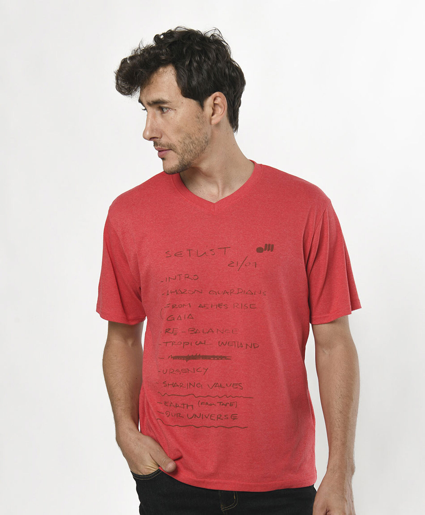 Polera hombre jaspeada texto Polera hombre jaspeada texto
