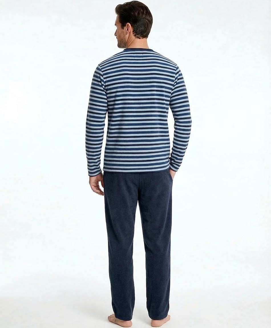 Pijama hombre polar l&iacute;neas azules