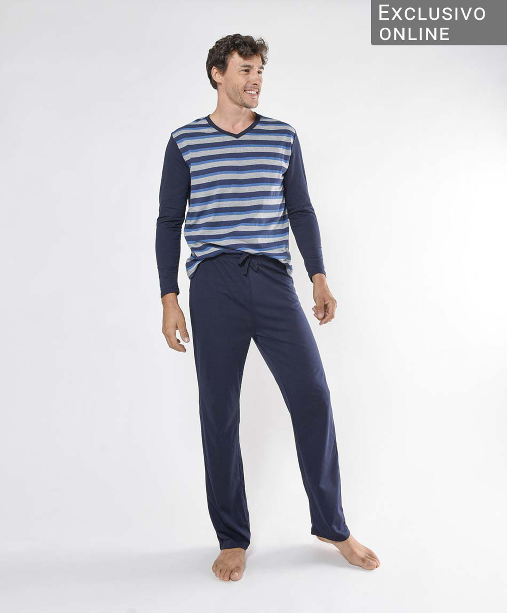 Pijama hombre líneas frontales 2 piezas Pijama hombre líneas frontales 2 piezas