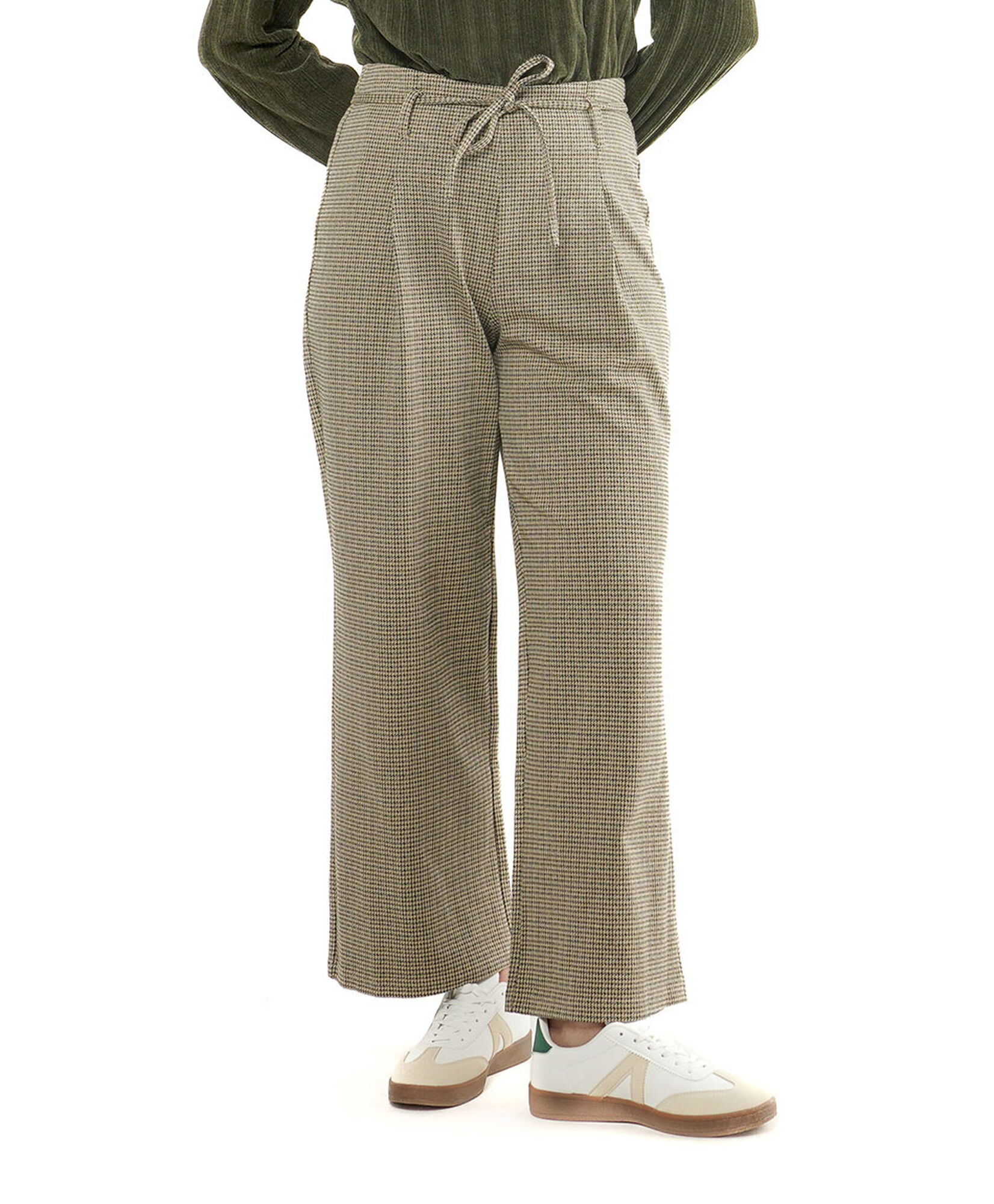 Pantalón mujer pied de poule lazo Pantalón mujer pied de poule lazo