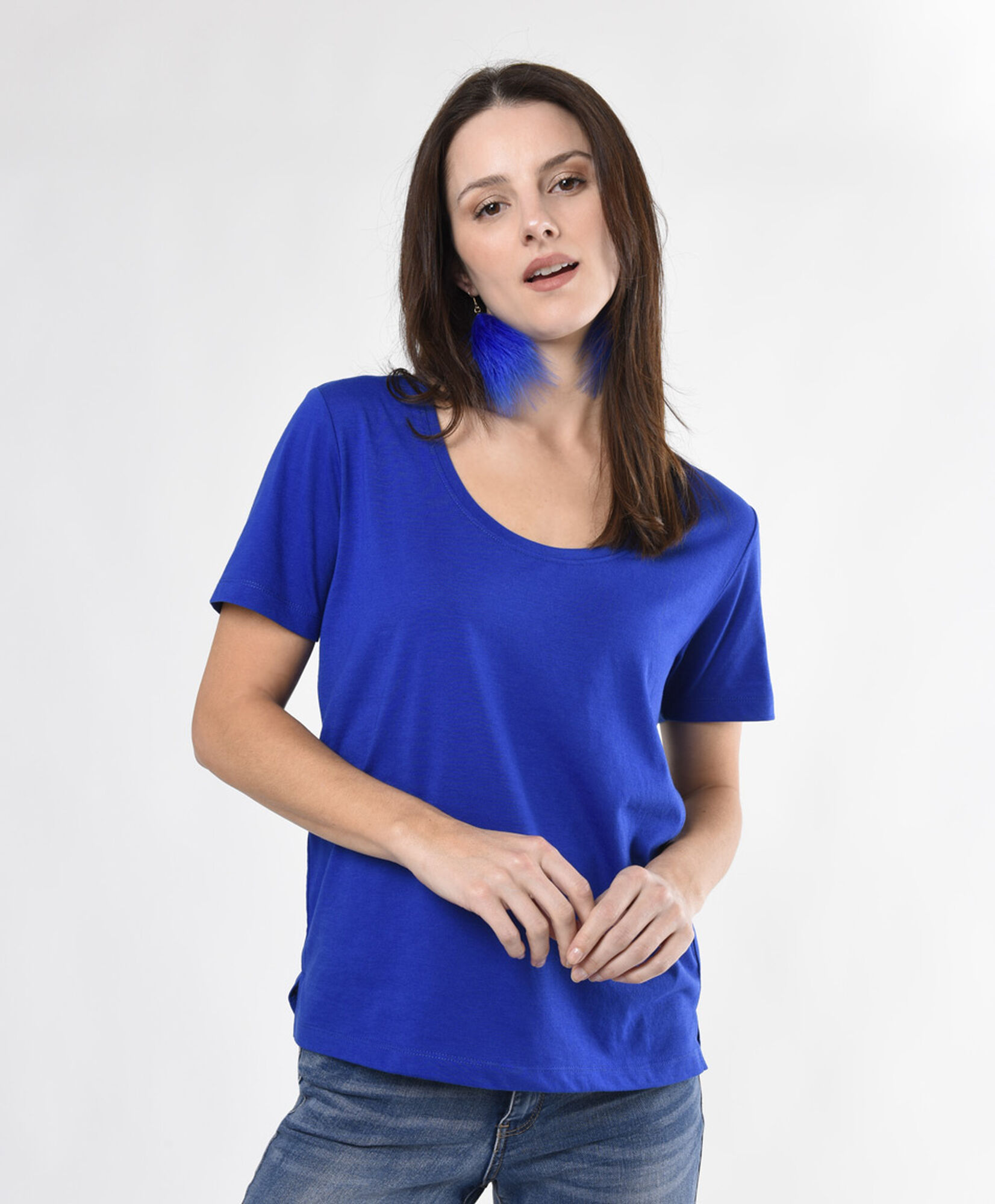 Polera mujer lisa azul Polera mujer lisa azul