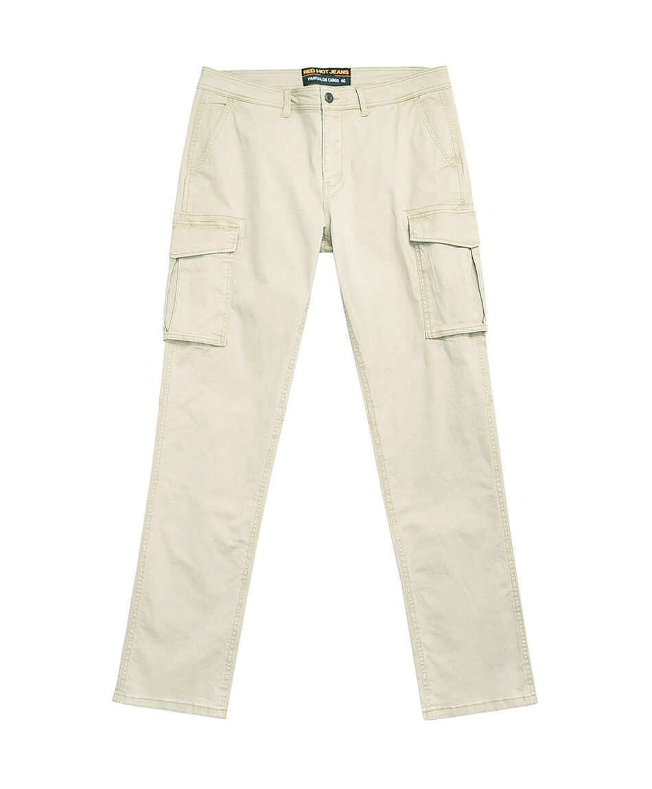 Pantal&oacute;n hombre liso cargo