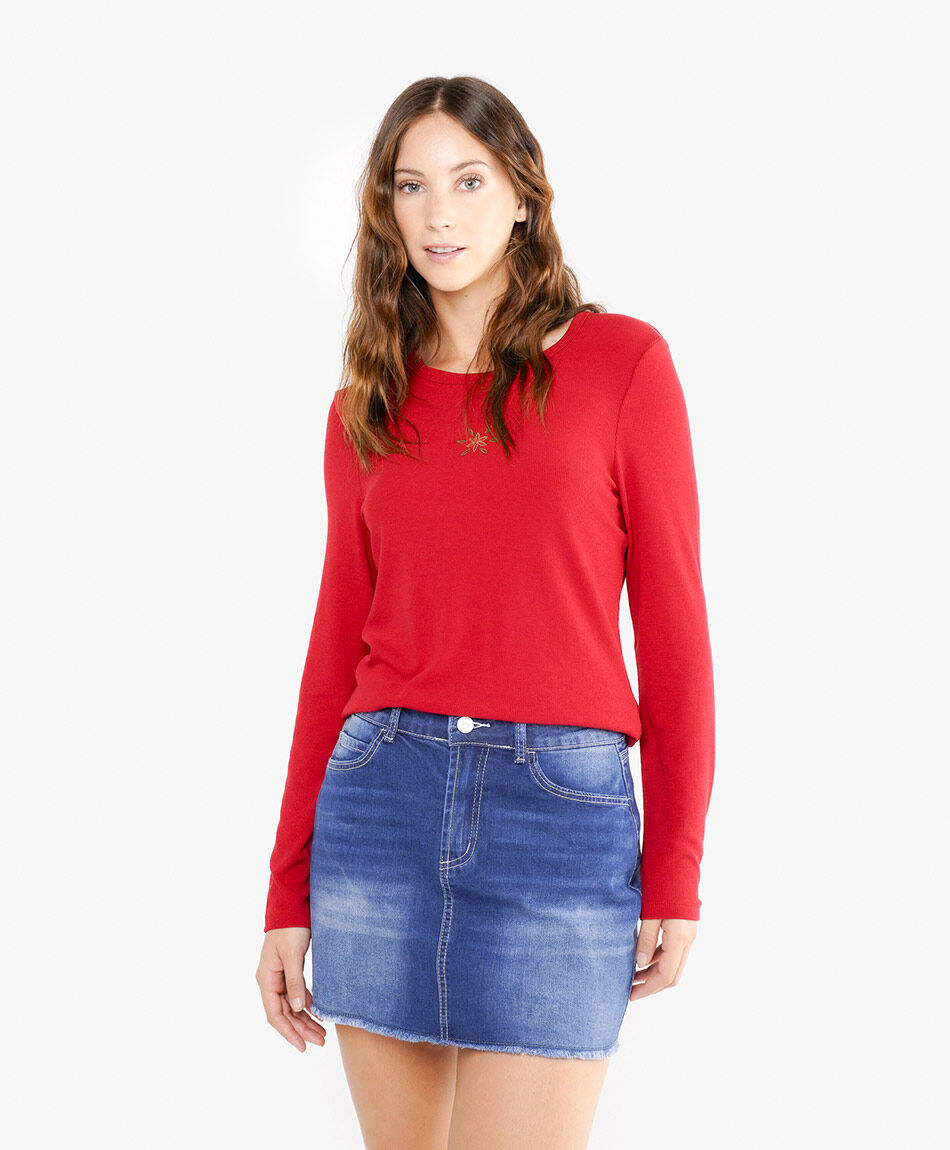 Mini falda mujer denim tono azul