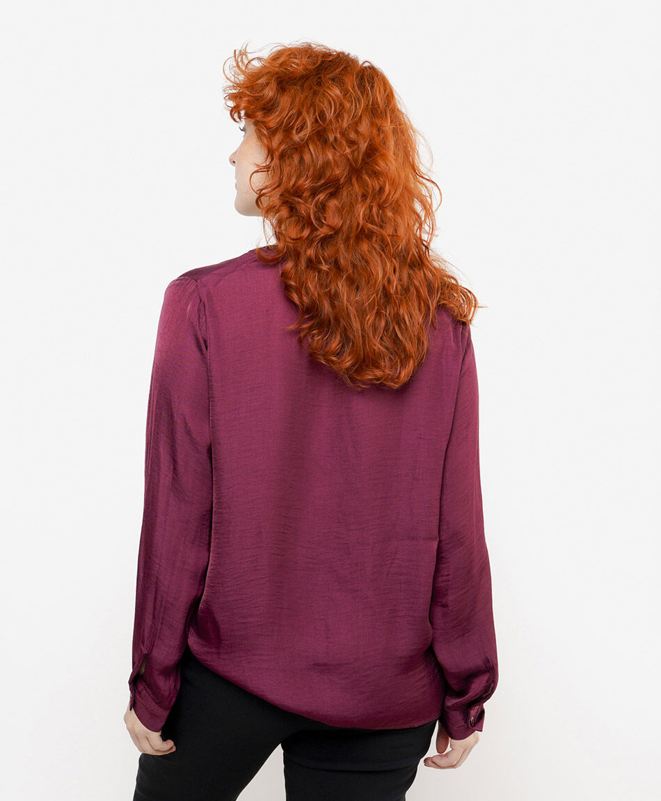 Blusa mujer satinada burdeo