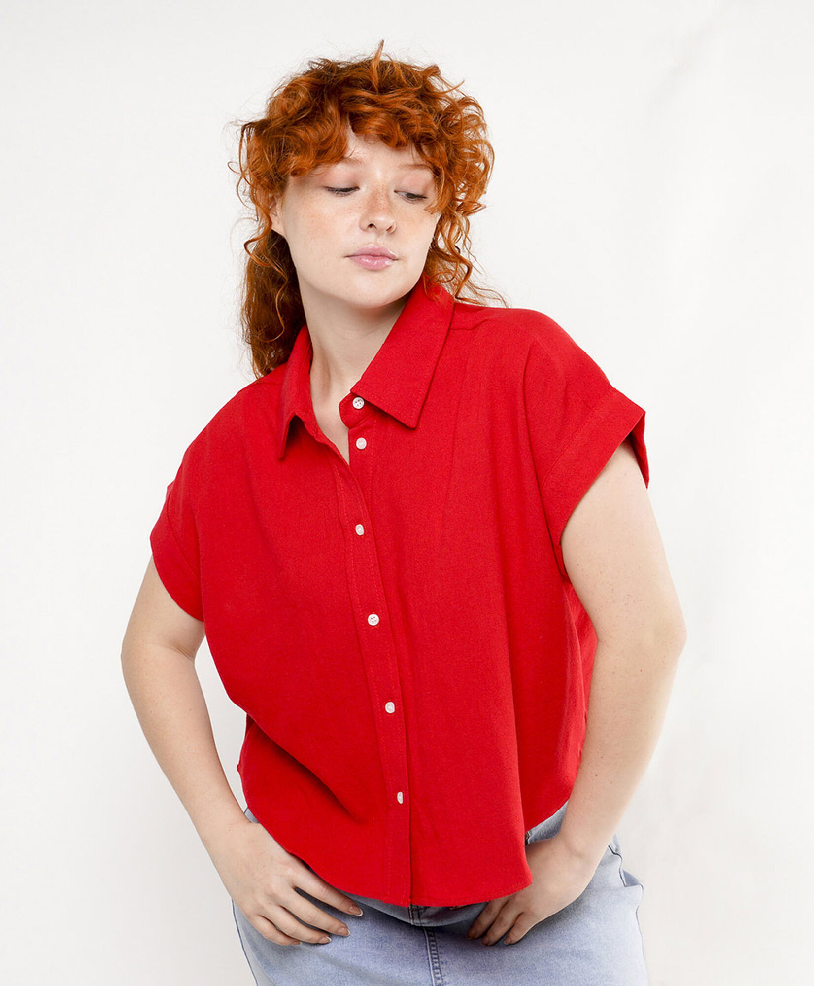 Blusa mujer lino roja Blusa mujer lino roja