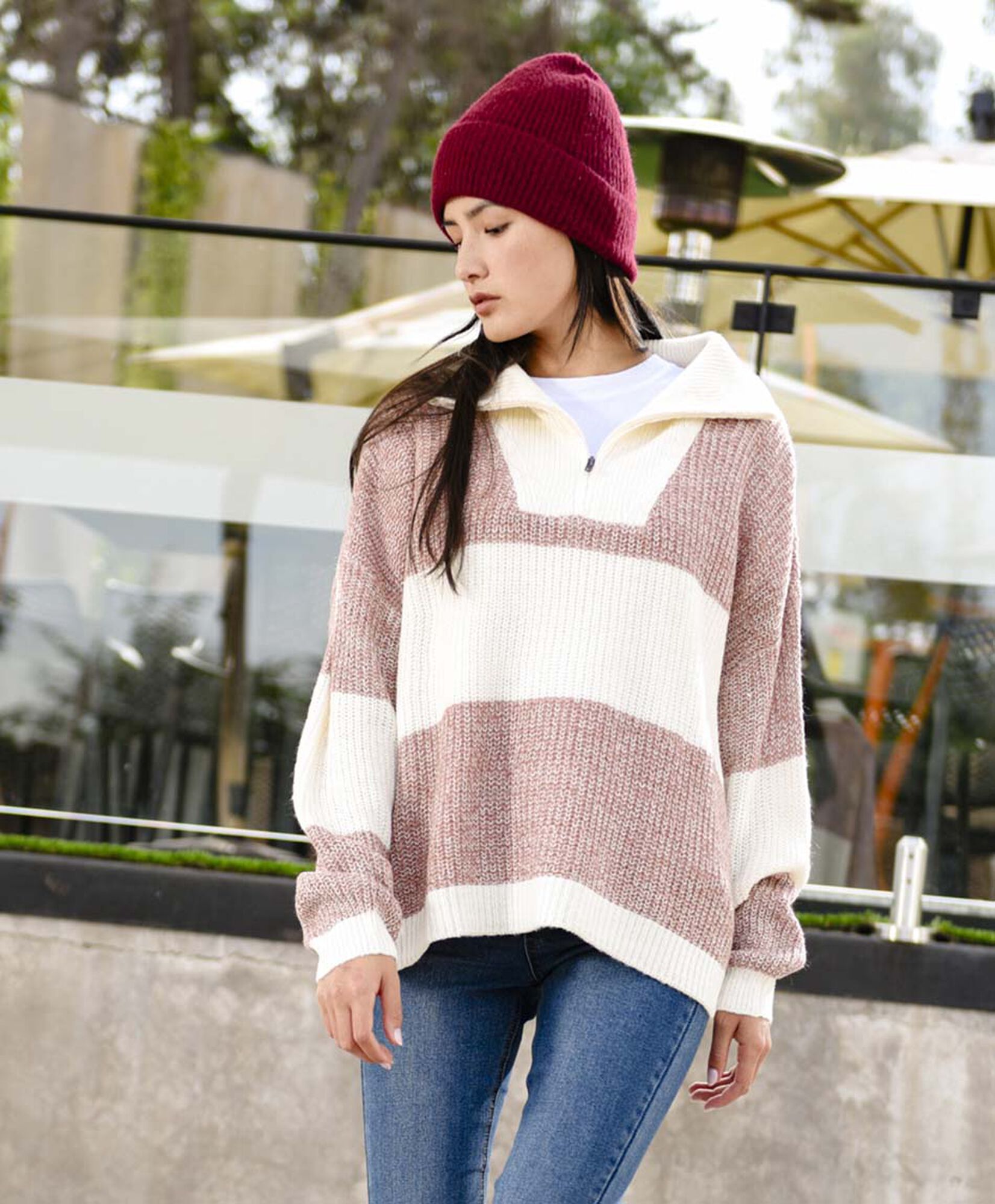 Sweater mujer cierre rayas Sweater mujer cierre rayas